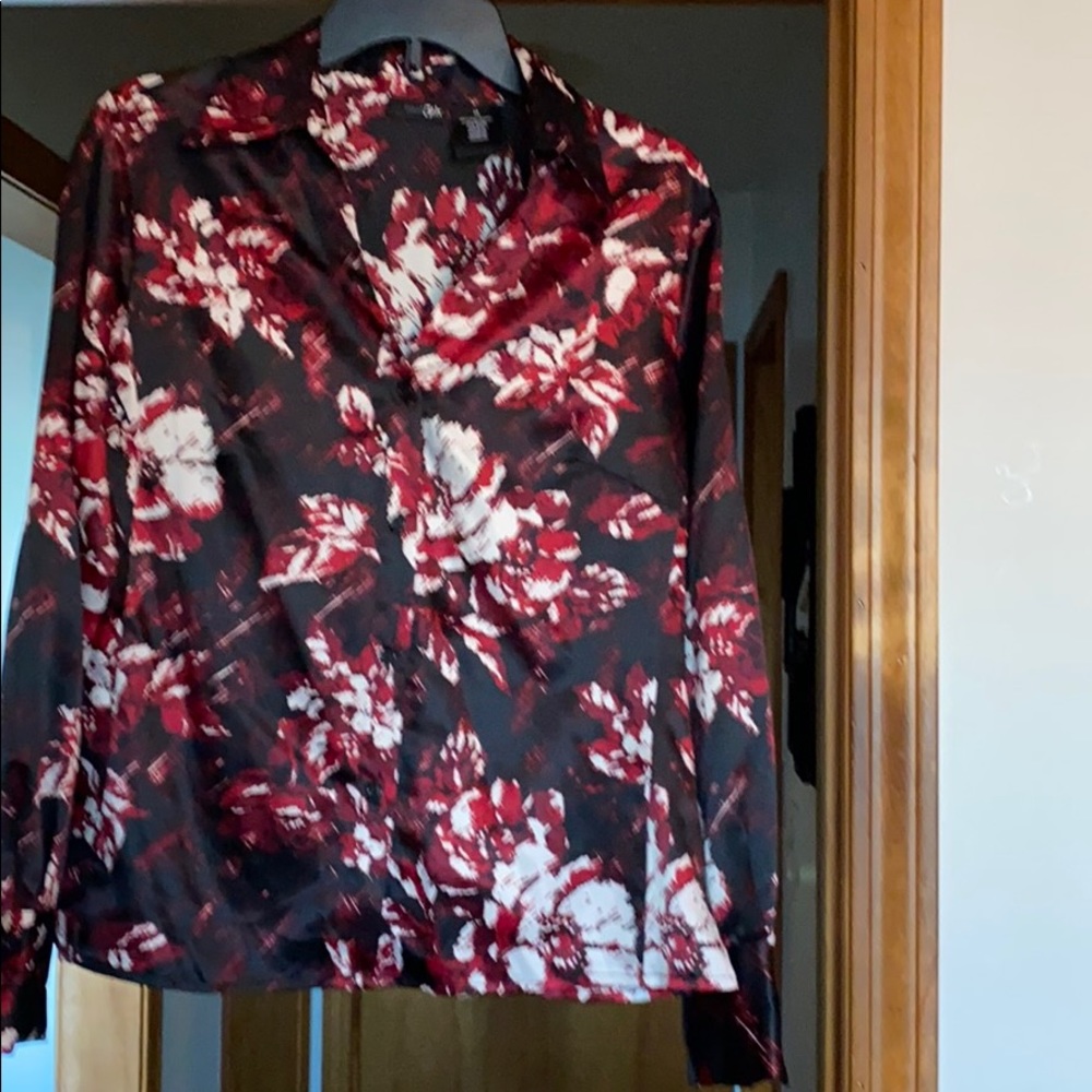 Black and Red silky like blouse